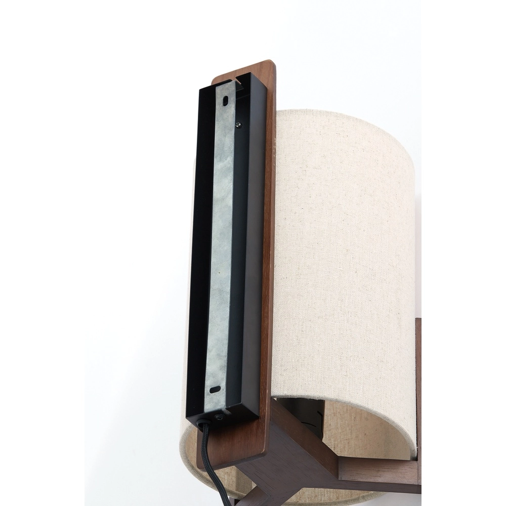 Danish design wall lamp Litto walnut brown with linen Light & Living 8717807792732