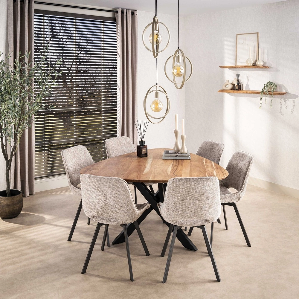 3-light pendant lamp dining table Turn Ø 40cm - sand - excl E27 Lyora 8716803513136