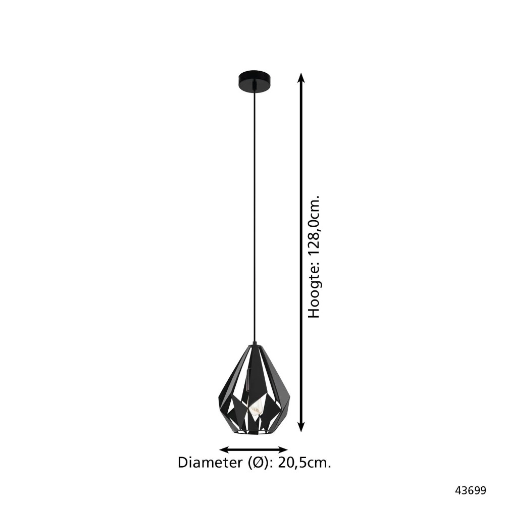 Black pendant lamp Carlton 5 Ø 20.5cm Eglo 9002759436995
