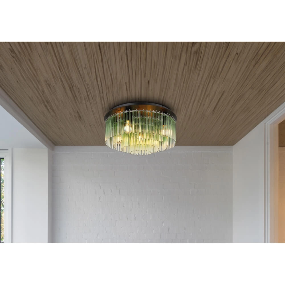 Black ceiling lamp Gorley with green glass Ø 50cm Globo 9007371471980