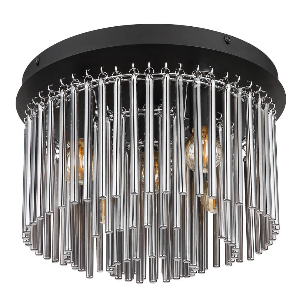 Black ceiling lamp Gorley with glass Ø 32cm Globo 9007371448951