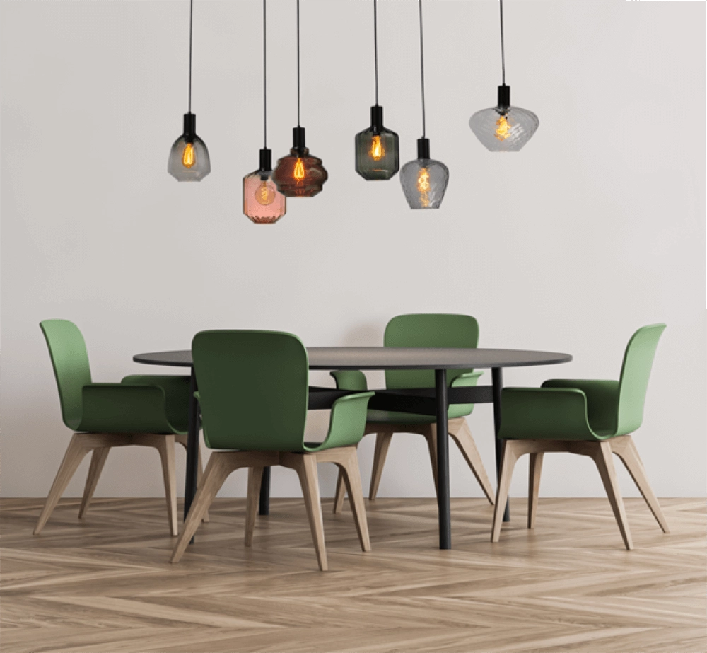 6-light hanging lamp - black - Porto with different glasses Masterlight 8718121270685