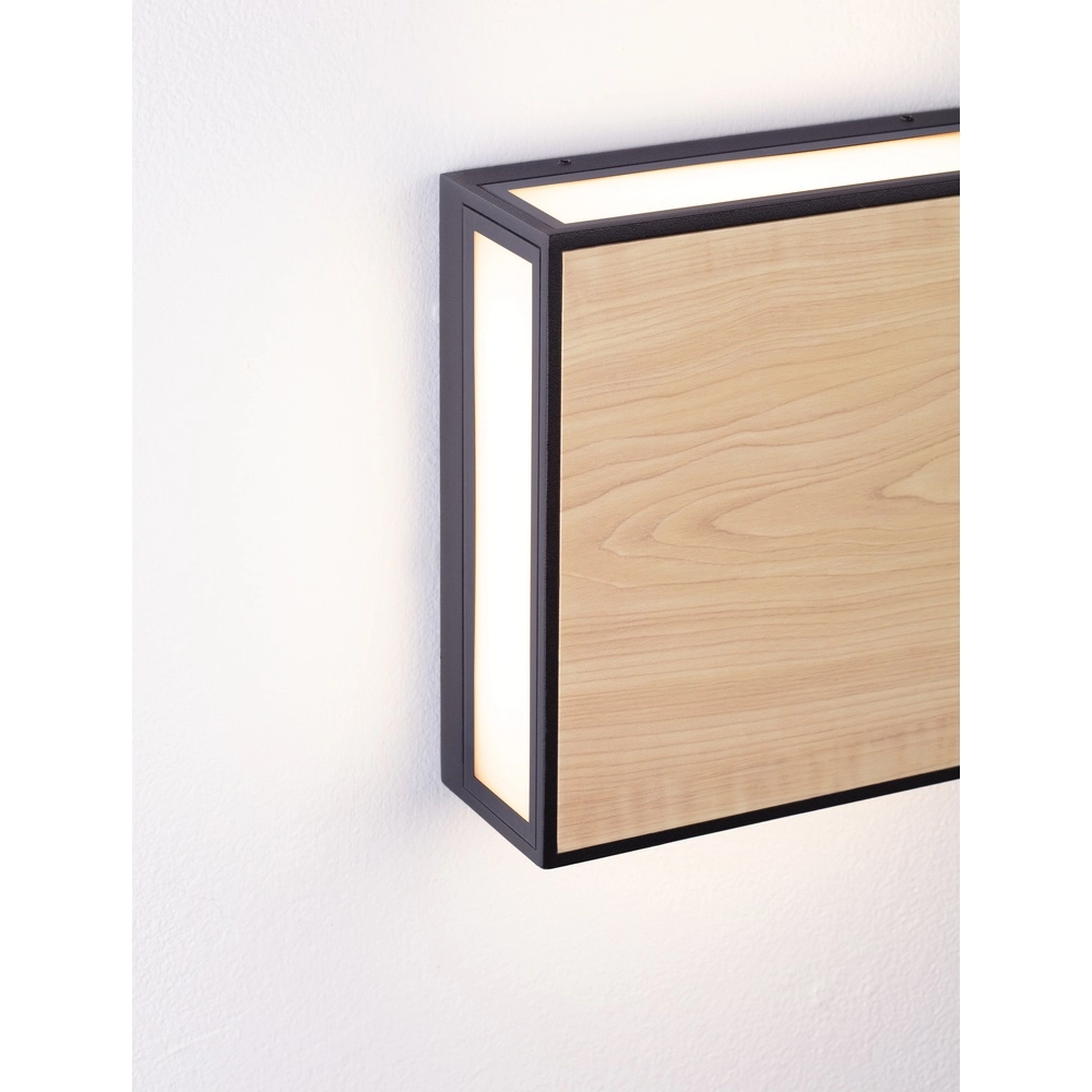 Square wall lamp Astral anthracite with wood Lyora 5212017449924