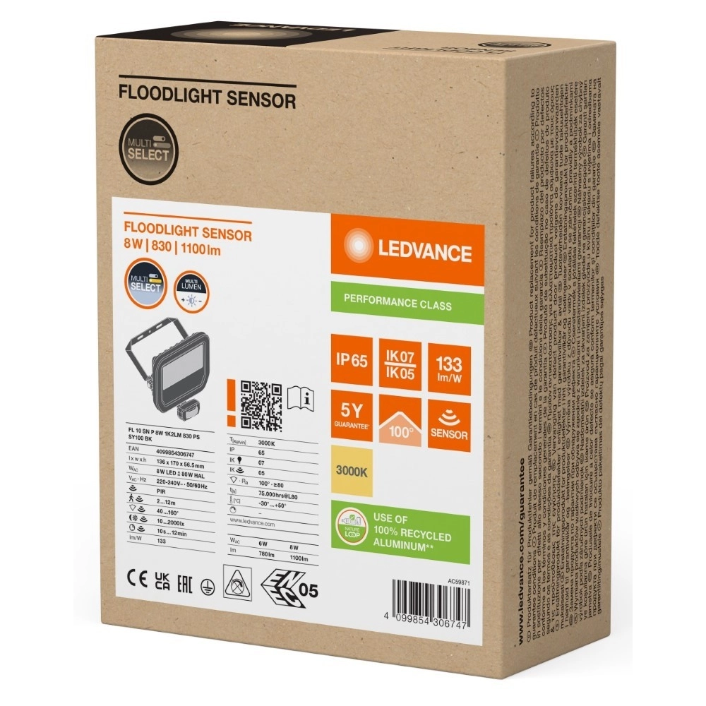 Spotlight Vance 8W - 3000K black with sensor Lyora 4099854306747