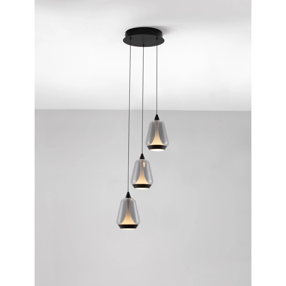 Design pendant lamp Alish 3-light smoke glass Lyora 5212017477705
