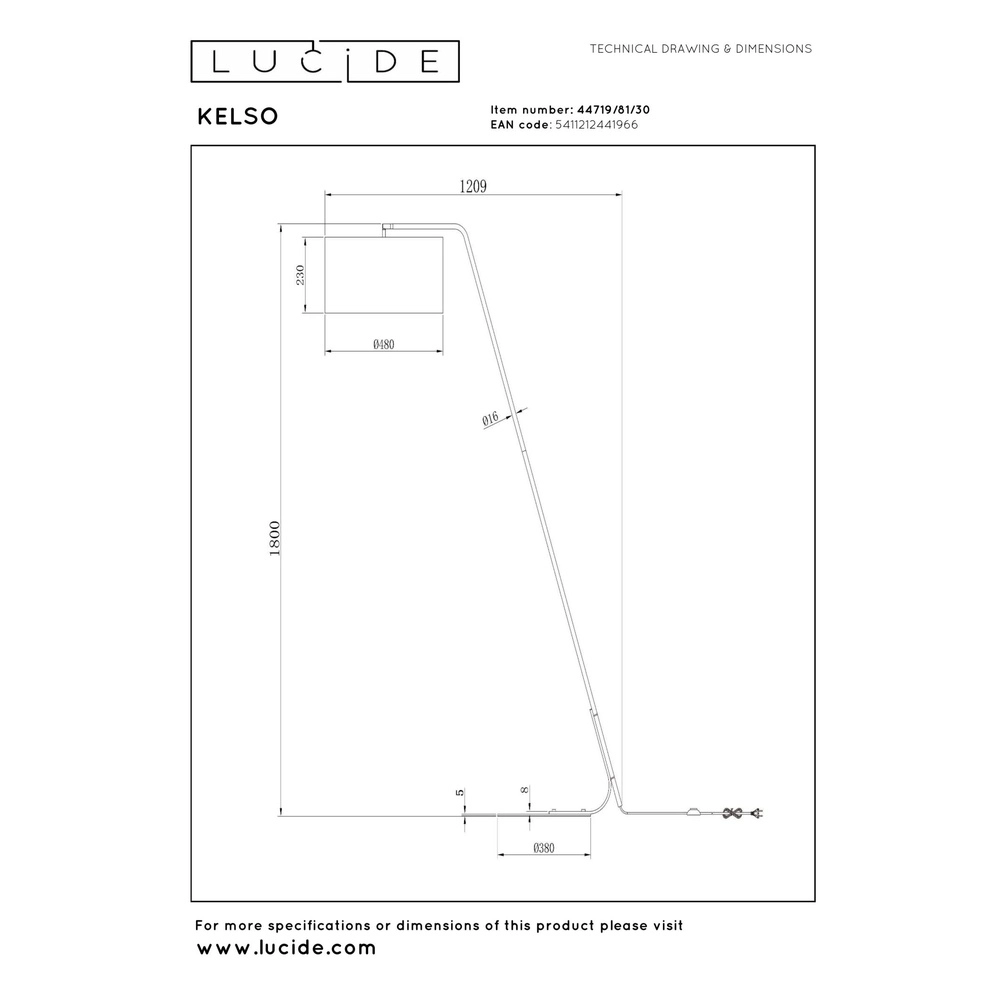 Floor lamp Kelso Black Lucide 5411212441966