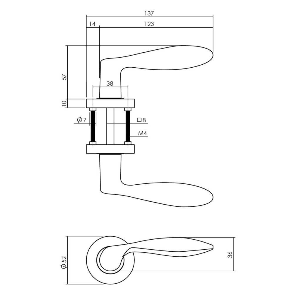 Shaped door handle George round anthracite Intersteel 8714186539514