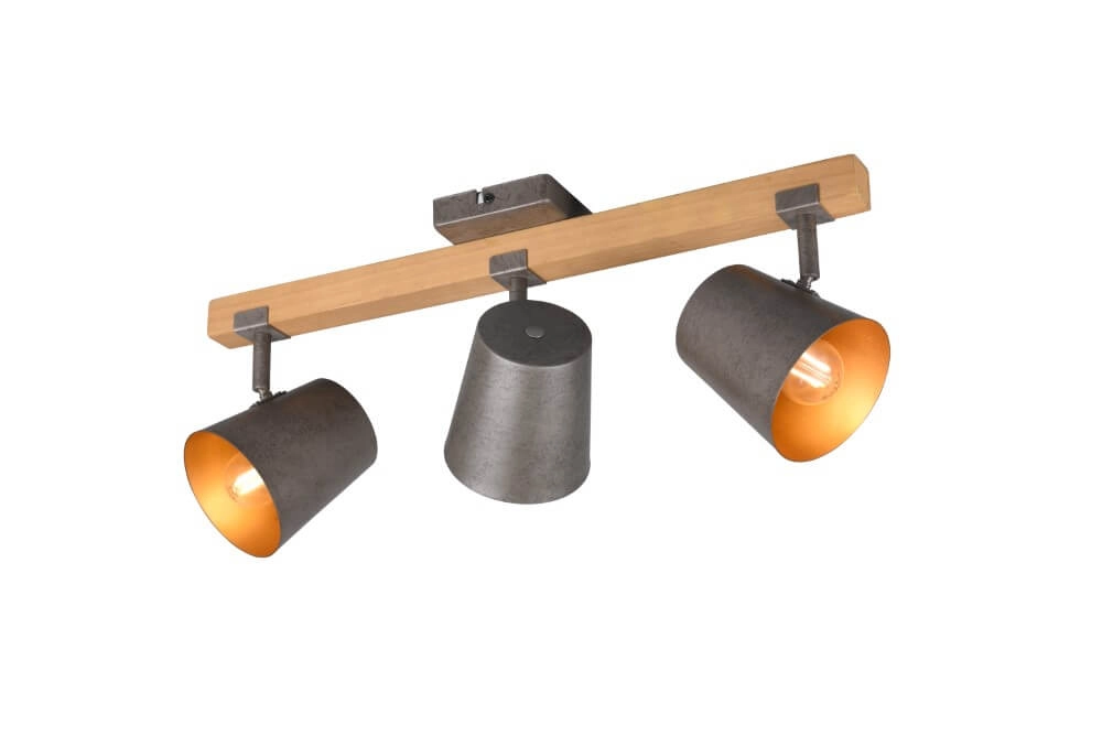 Spot Bell 3-light antique gray with wood Trio 4017807502589