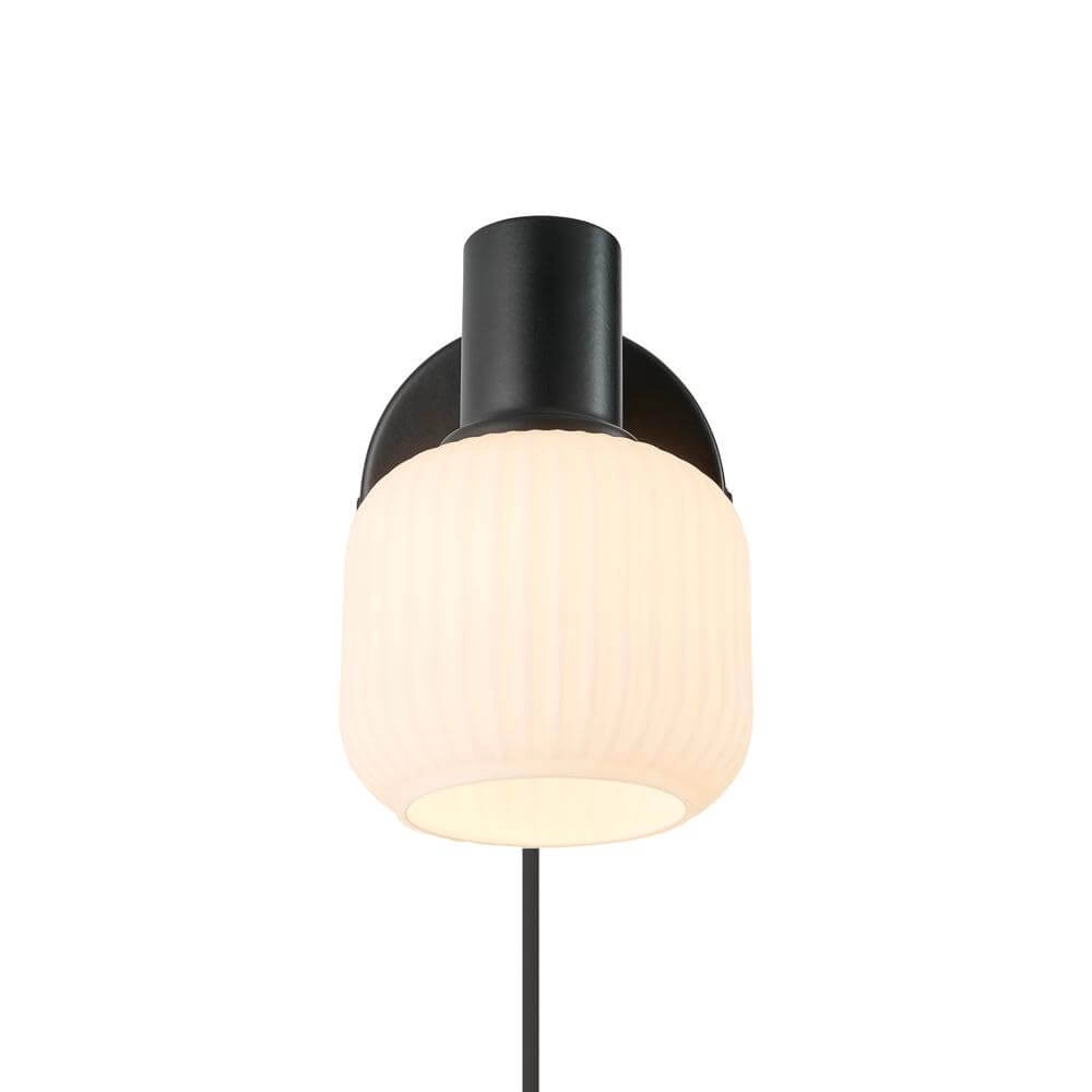 Black wall lamp Milford with white Nordlux 5704924018688