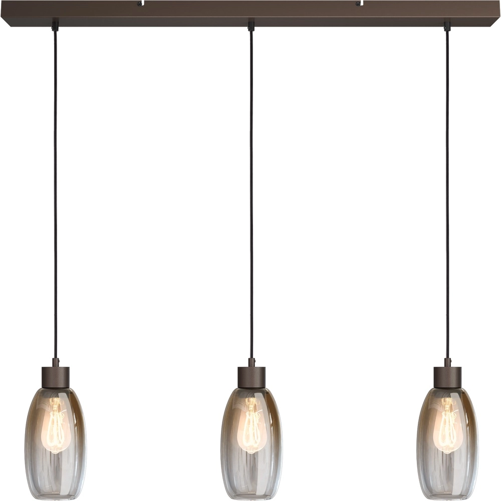 Glass pendant lamp Olive 3x Ø 12.5cm - cocoa