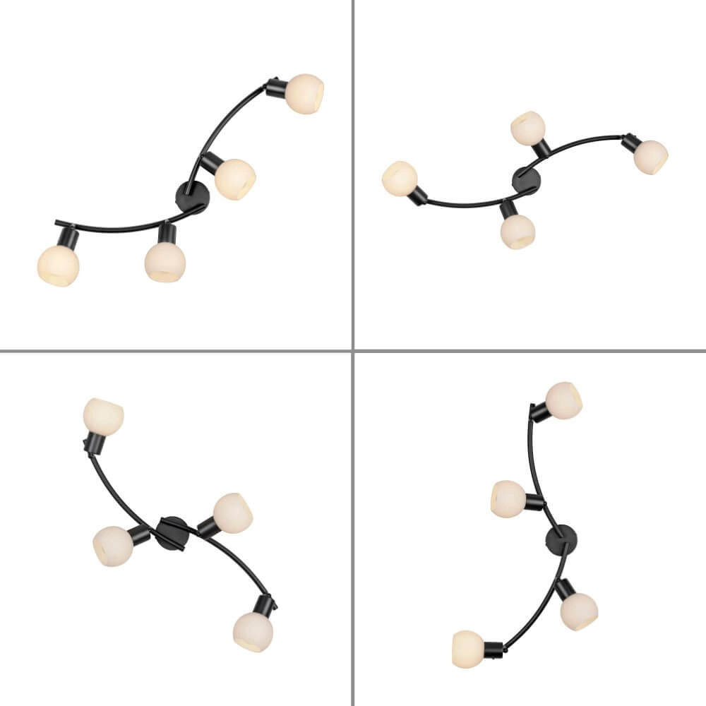 Black ceiling lamp Loki 4-light Just Light 4043689000790