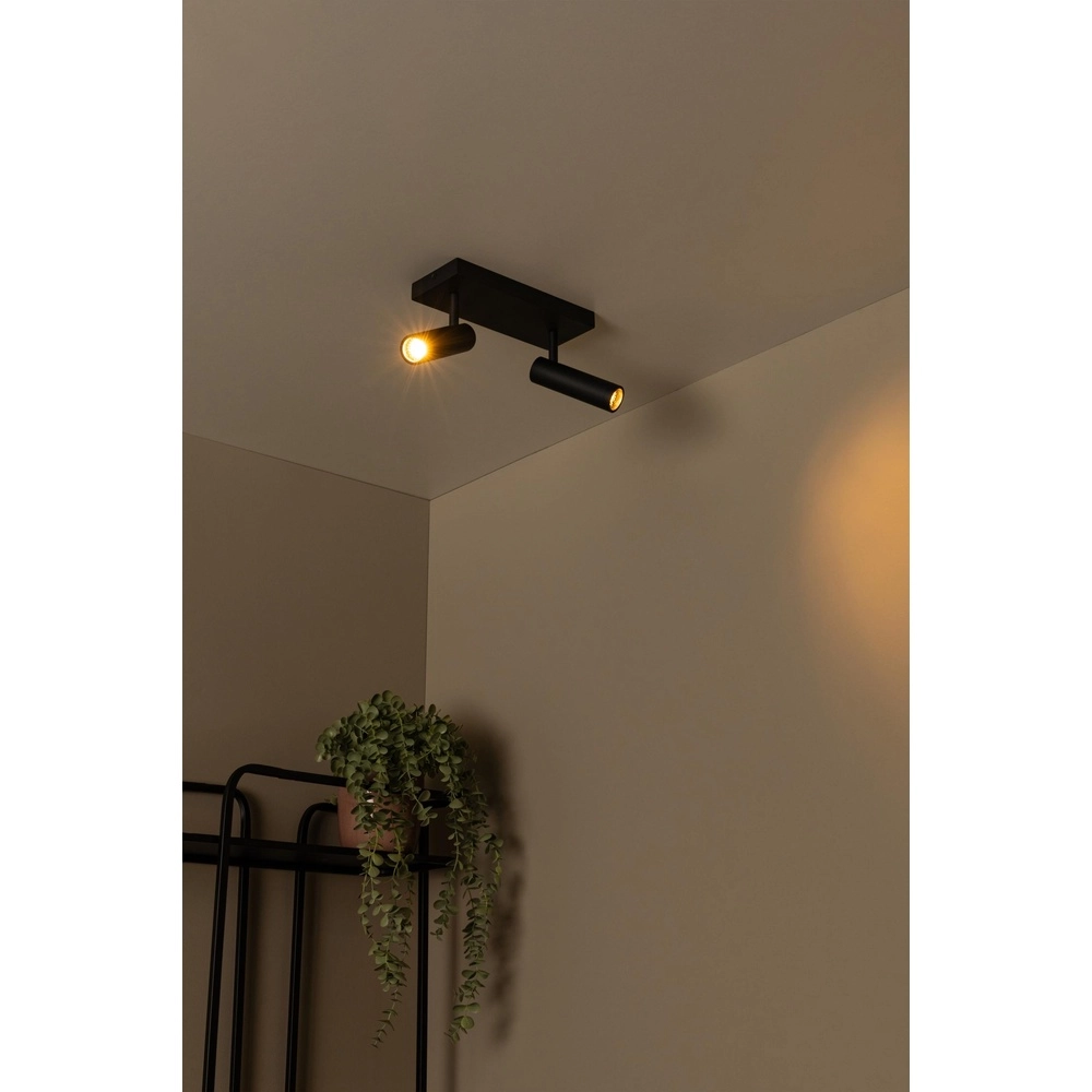 Sleek ceiling lamp Grado 2-light black Lucide 5411212221674