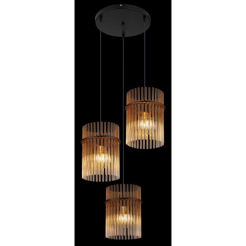 Black pendant lamp Gorley with amber glass round Ø 47cm Globo 9007371471997
