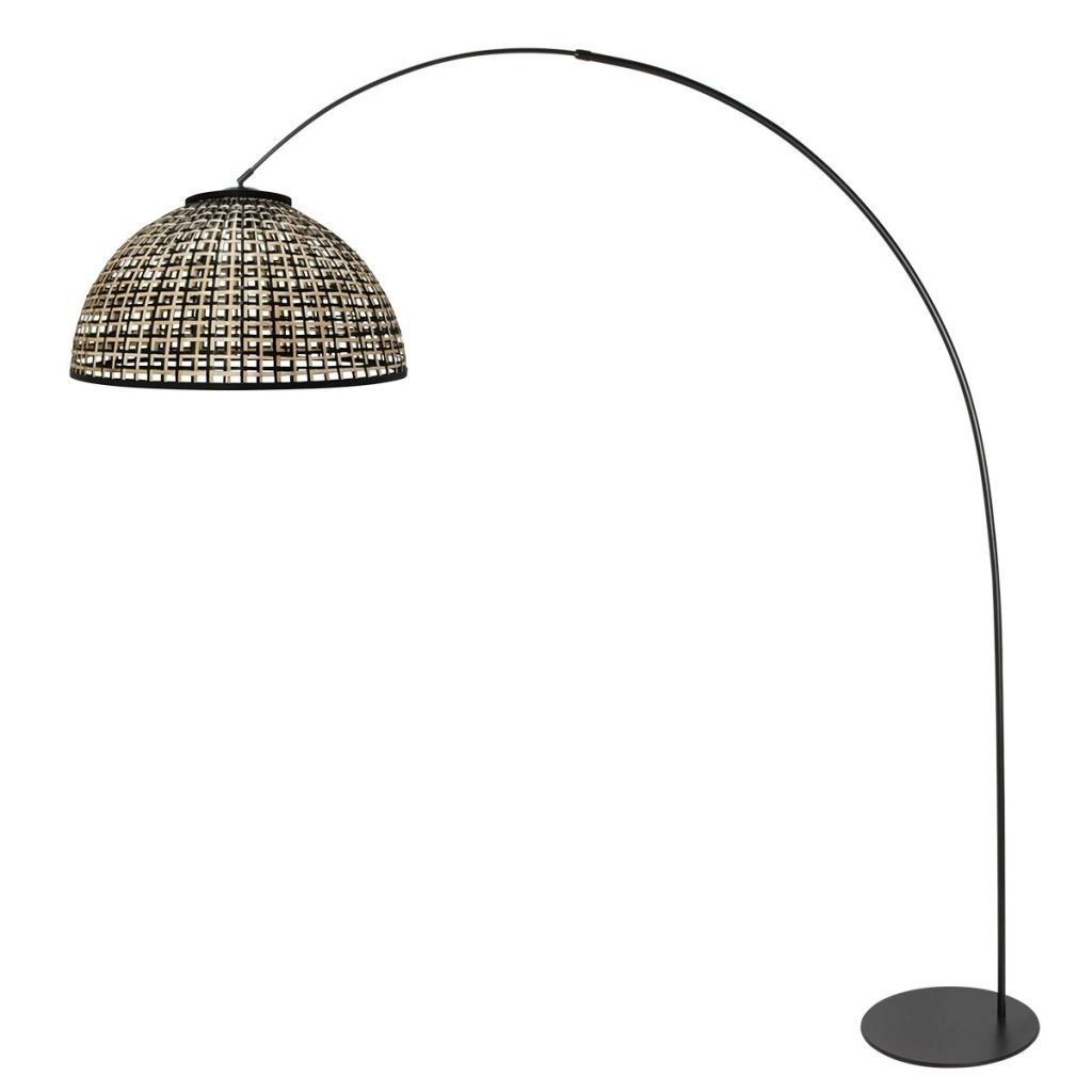 Black arc lamp Curve with bamboo shade Ø60cm Steinhauer 8712746183115