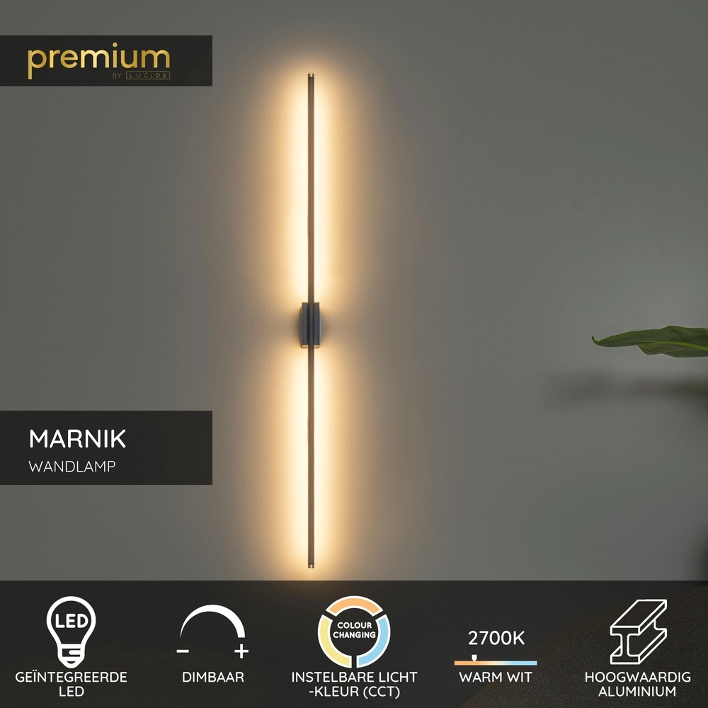 Wall lamp Marnik 94.5cm black Premium by Lucide 5411212421173