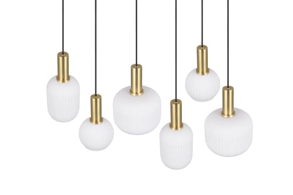 Dining room pendant lamp Diva 6-light - white glass Trio 4017807614510