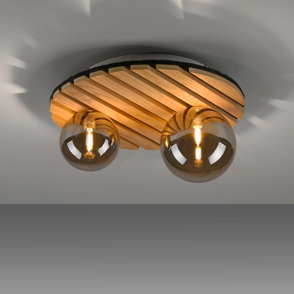 Wooden ceiling lamp Green Stika round Just Light 4043689004231
