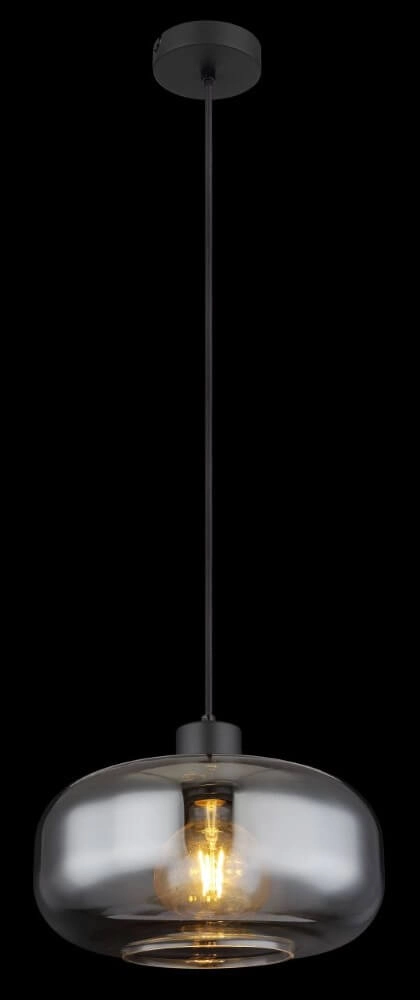 Black pendant lamp Giuseppe smoke glass Globo 9007371441211