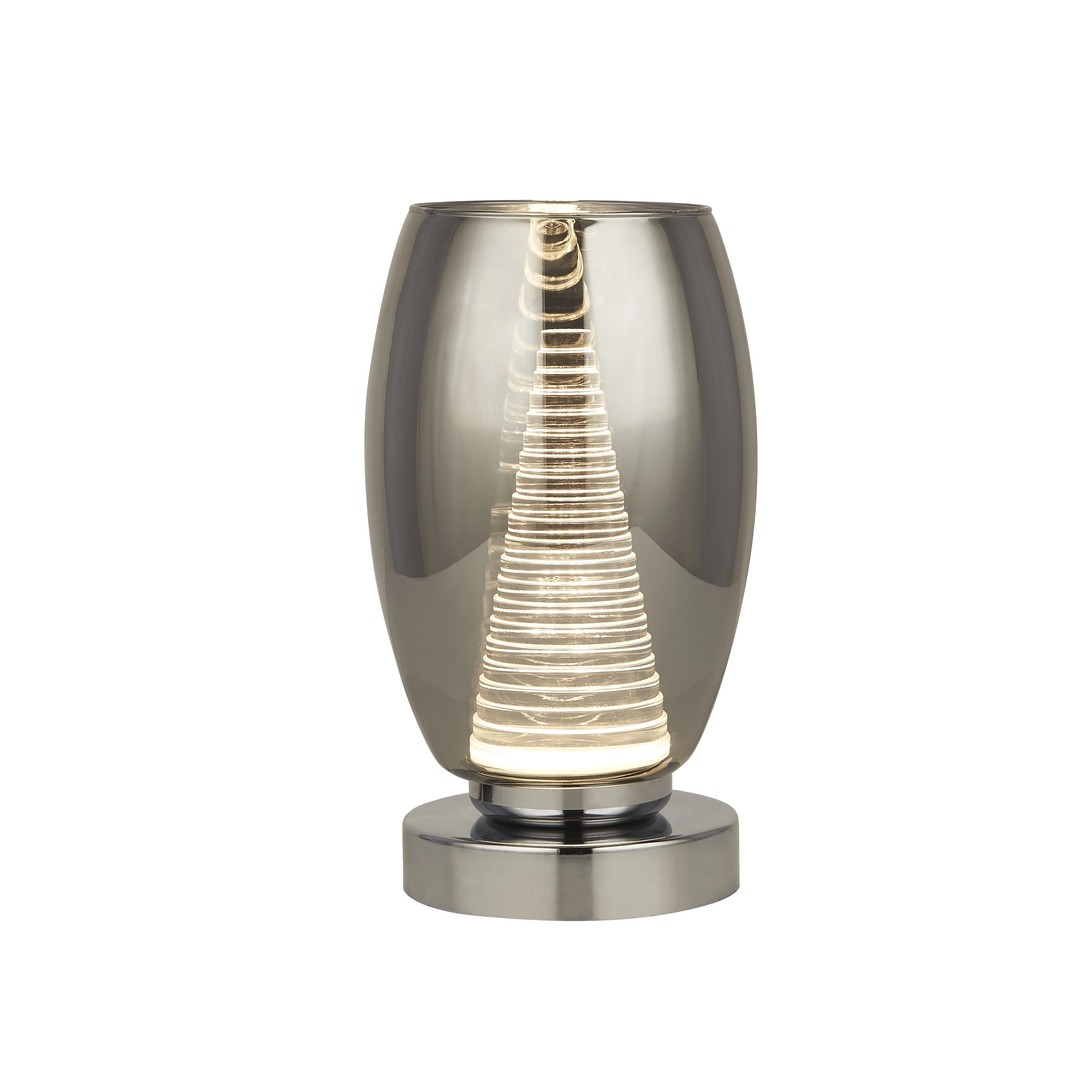 Modern table lamp Cyclone chrome with smoke glass Searchlight 5053423176031