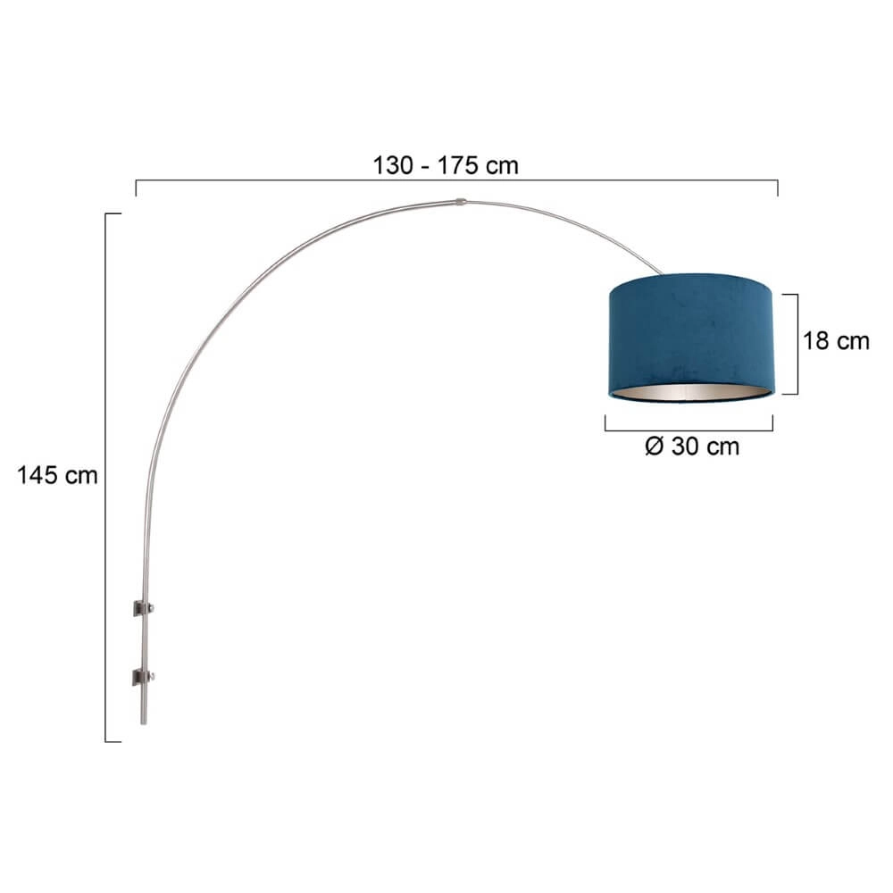 Wall arc lamp Sparkled Stainless steel with blue Steinhauer 8712746147346