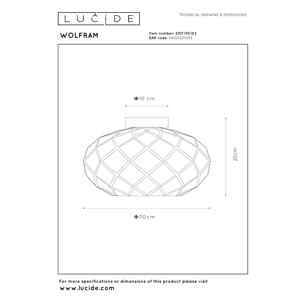 Ceiling lamp Wolfram Gold Lucide 5411212211293