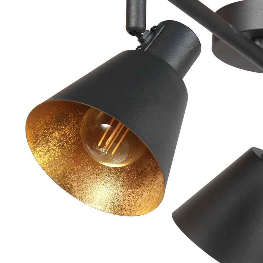 Ceiling lamp Oeroe black with gold 3-lights Steinhauer 8712746176346