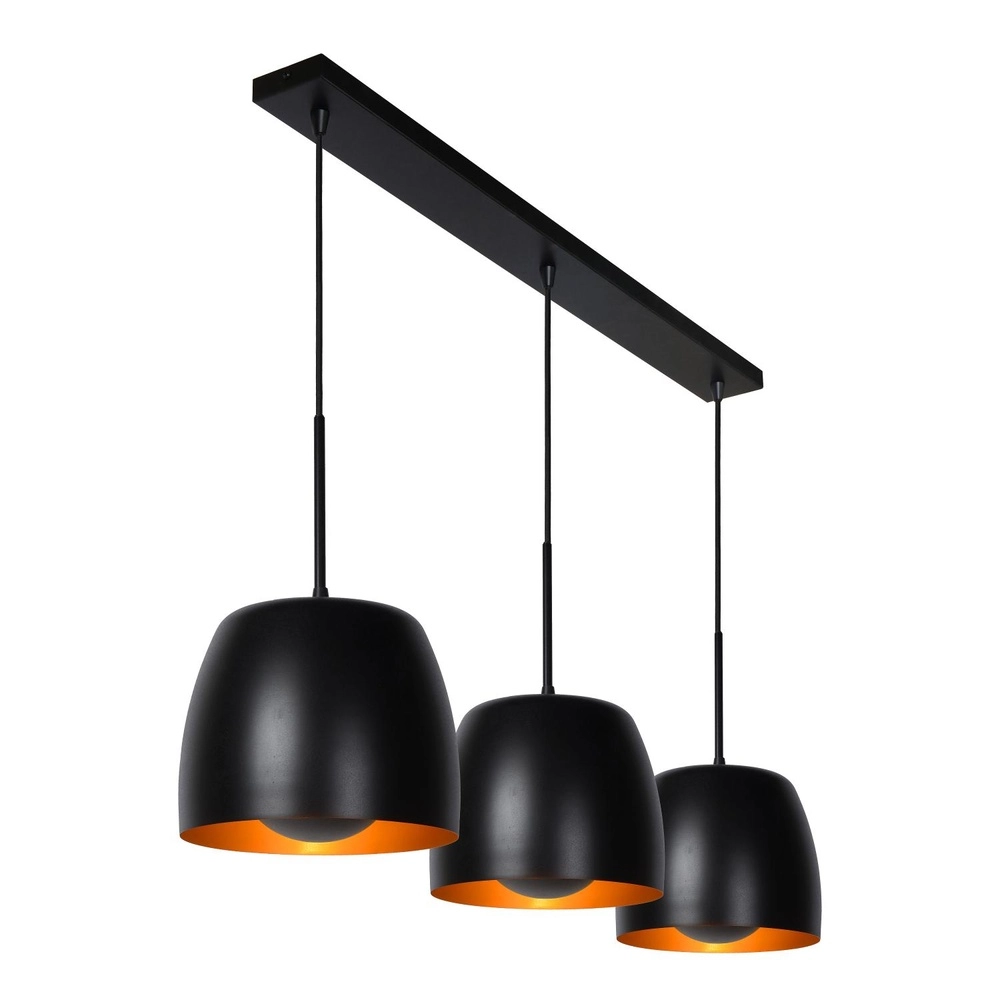 3-light pendant lamp Nolan Black Lucide 5411212302892