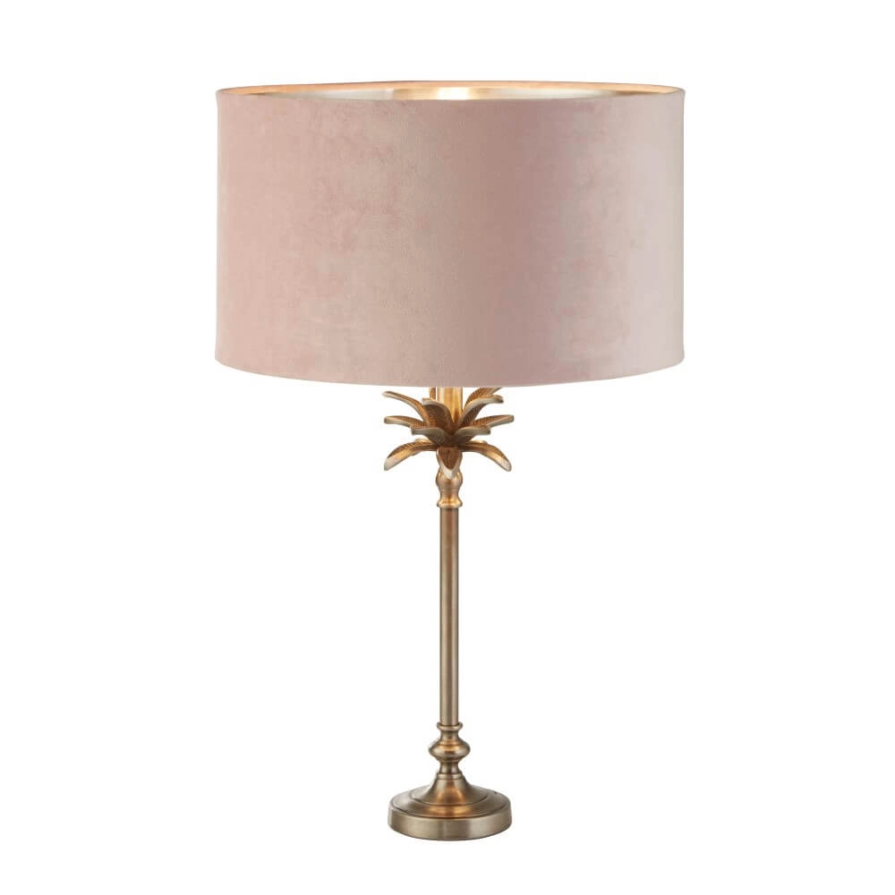 Table lamp Palm Gold with pink shade Searchlight 5053423257488