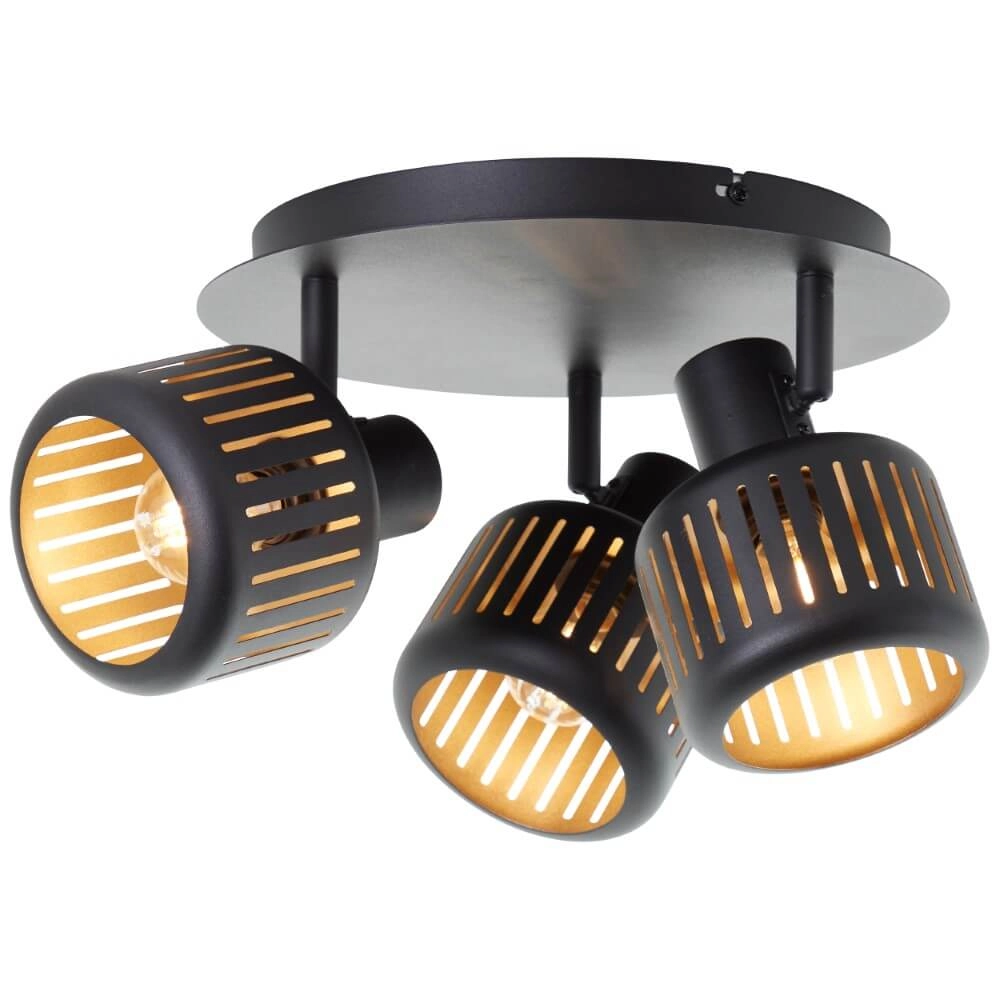 3-light ceiling lamp Tyas black with gold Brilliant 4004353424342