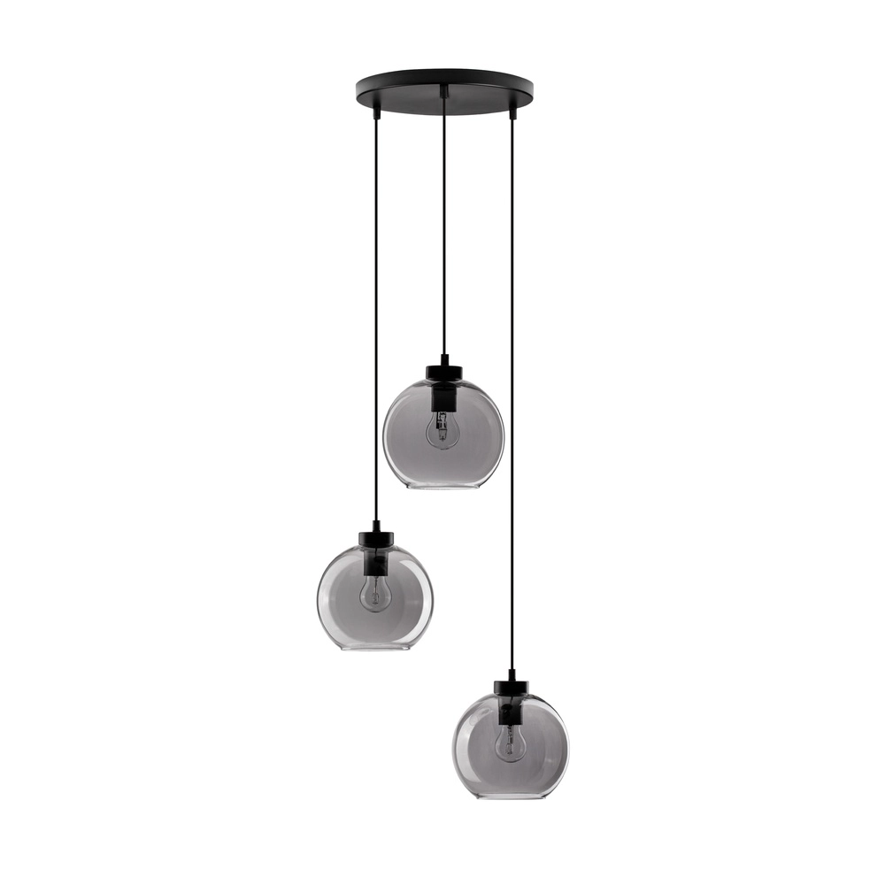 Pendant lamp Palmer 3-light round black with smoke glass Lyora 5212017430953
