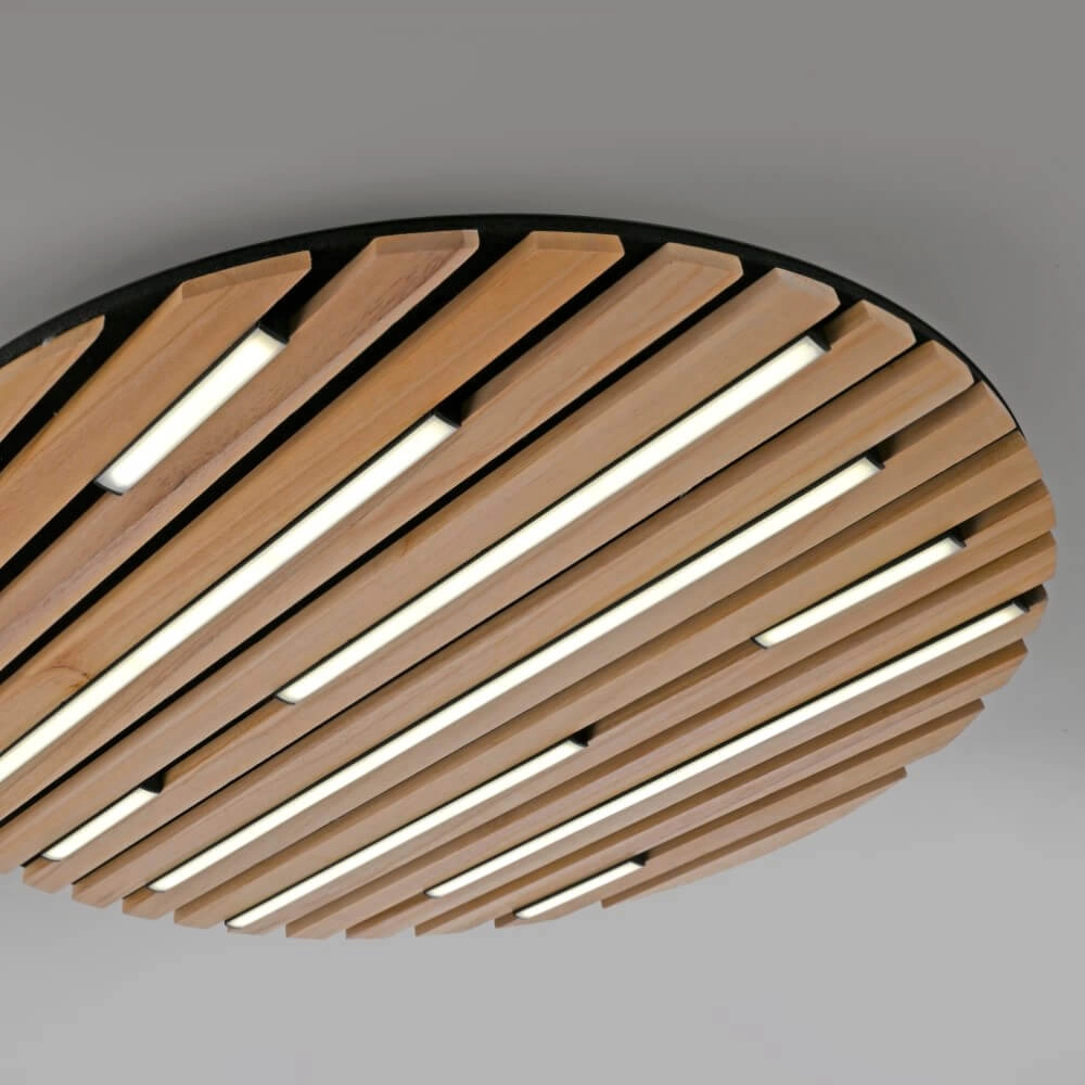 Round ceiling lamp Q-Akustik Ø 60cm wood Paul Neuhaus 4012248385364