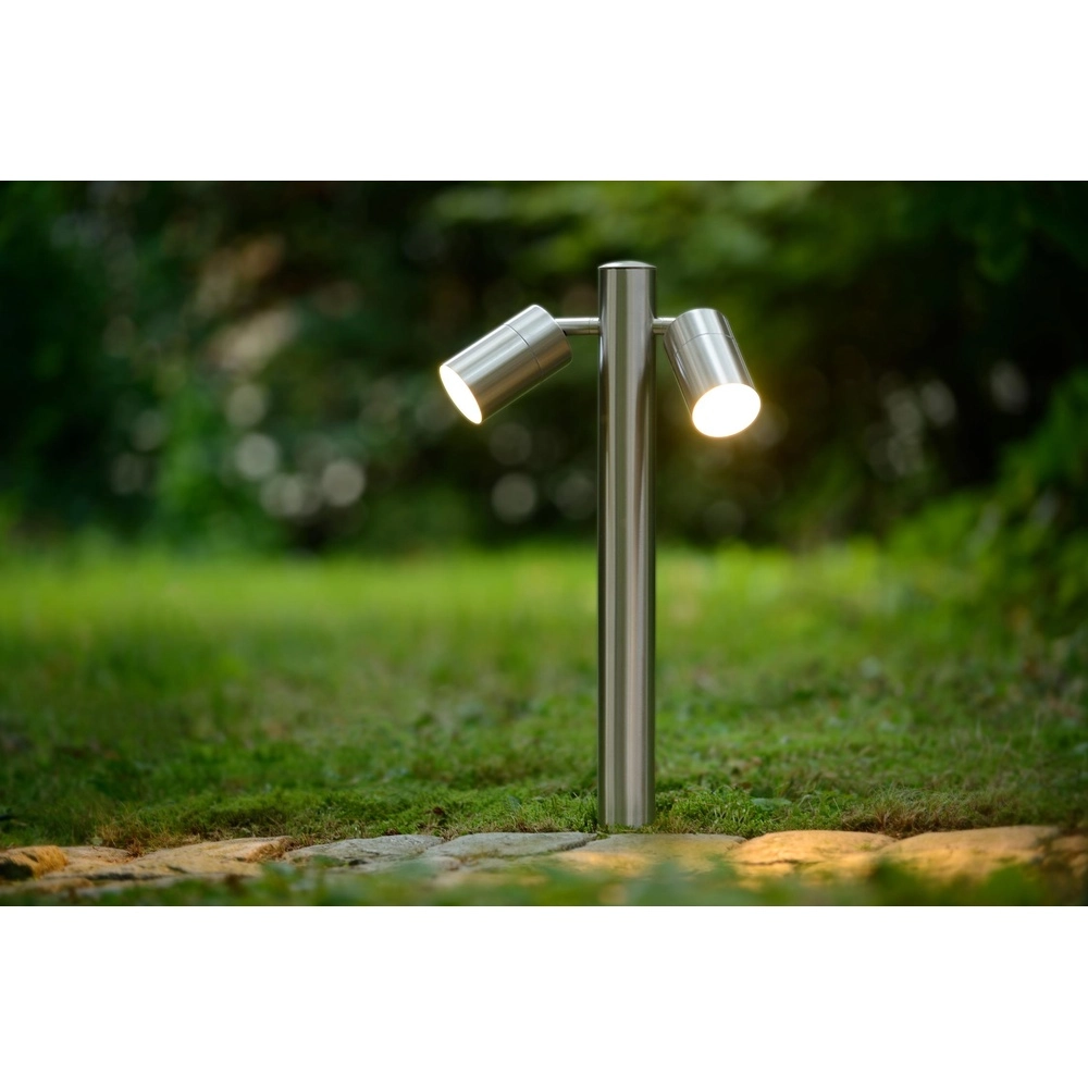 Garden lamp Arne-Led 2-light chrome Lucide 5411212143839