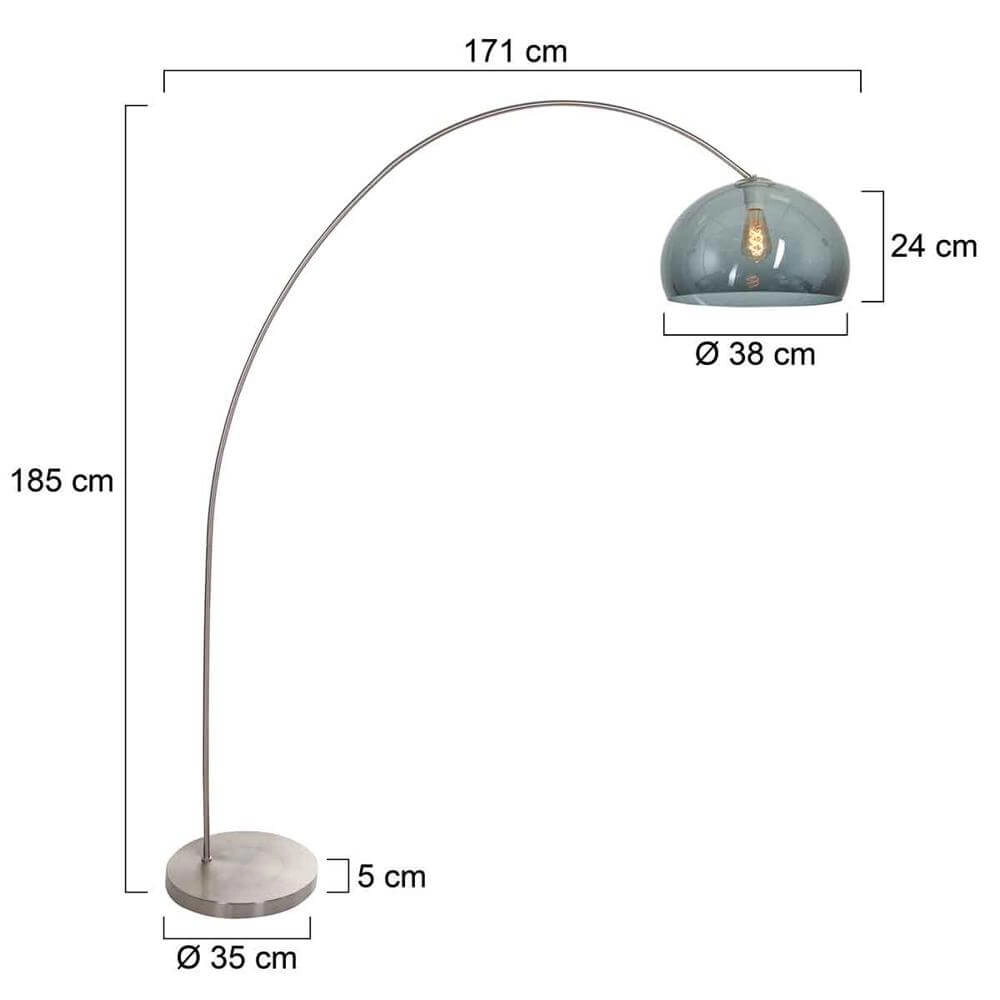 Arc lamp Solva metal with smoke glass Steinhauer 8712746174946