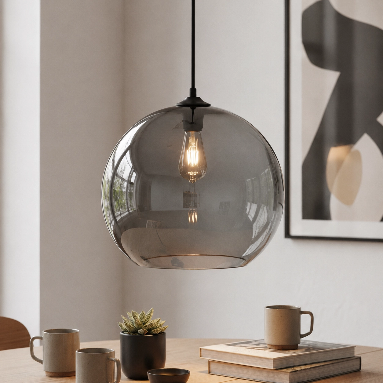 Ceiling light Marino gray glass Ø 40cm