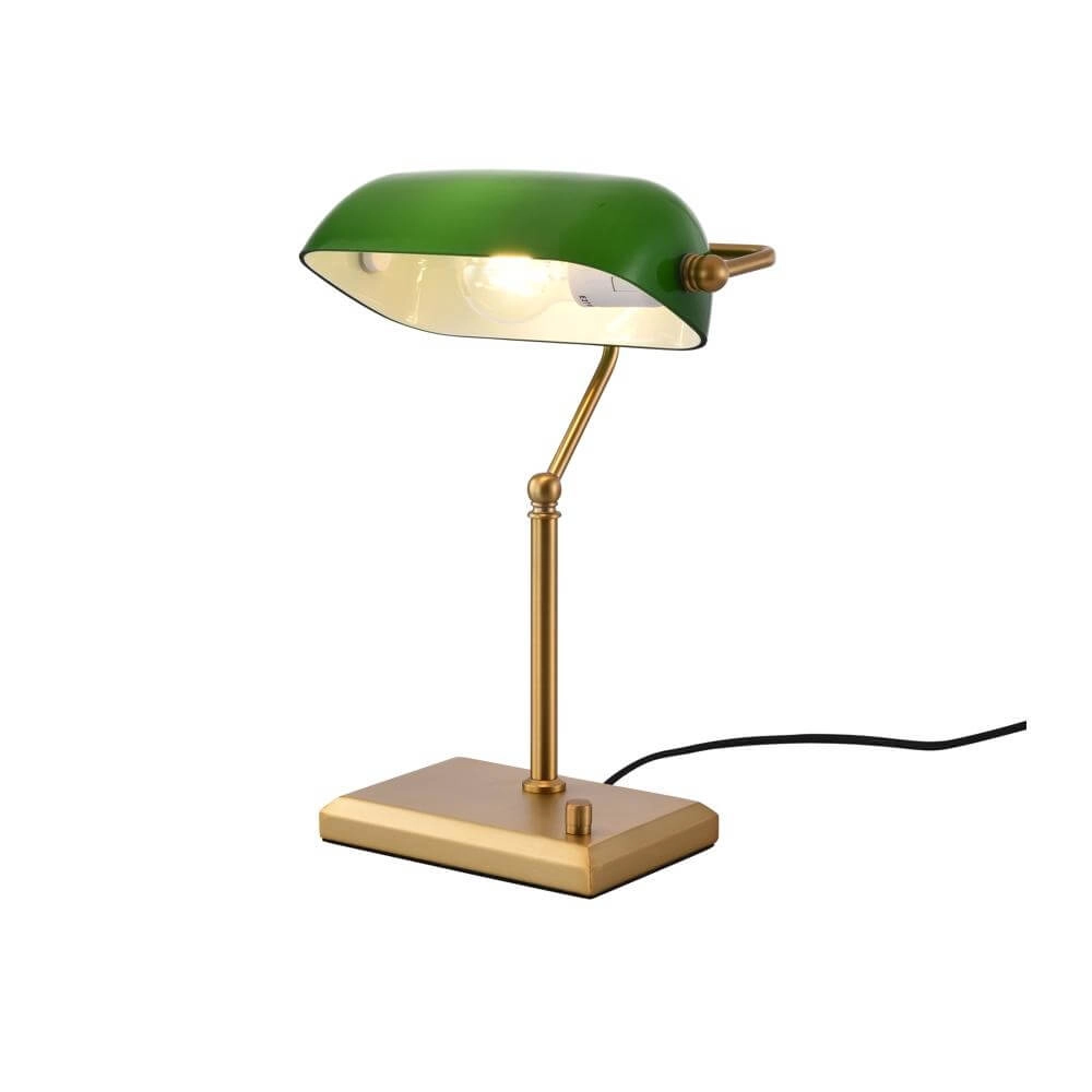 Classic banker's lamp Stanford Gold with green