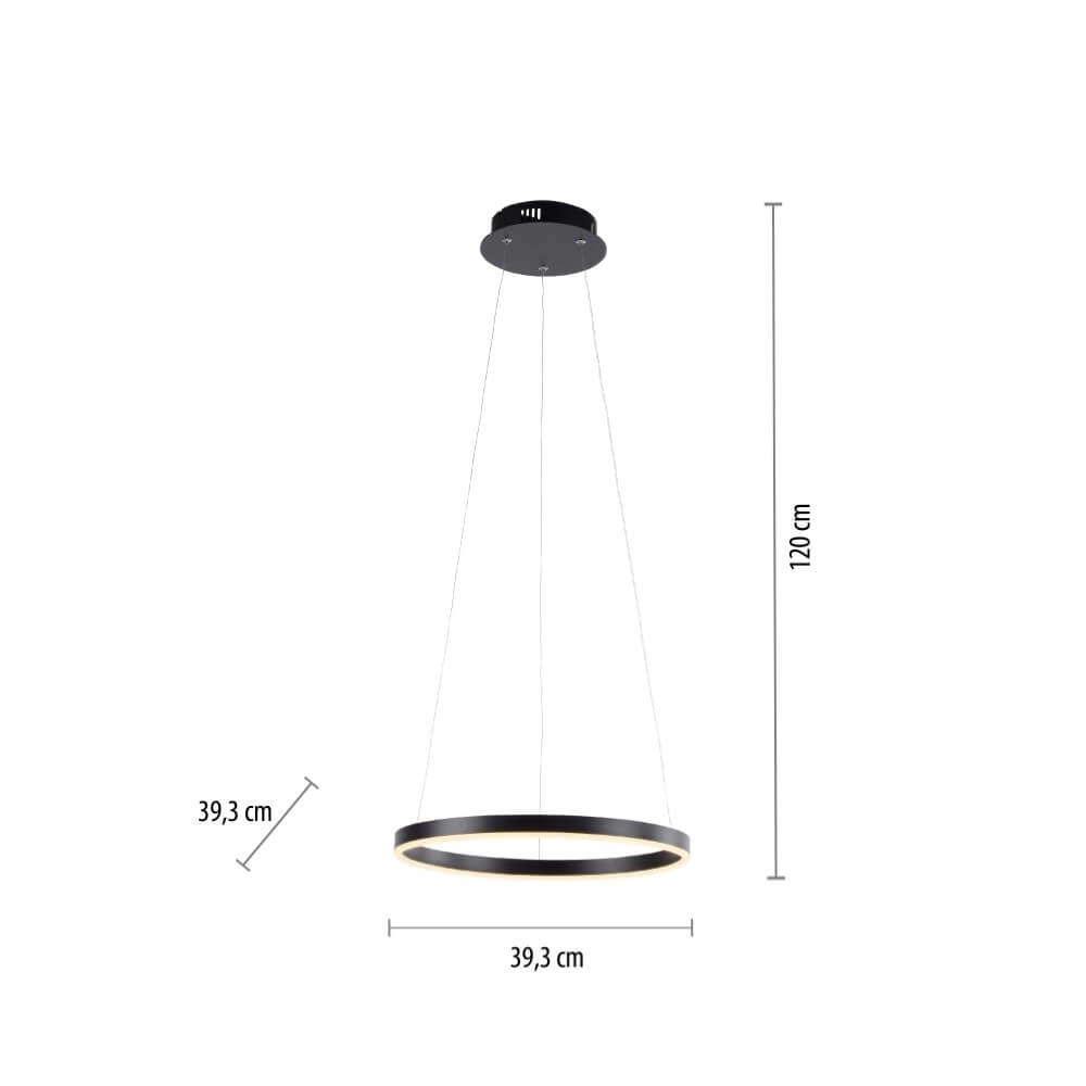 Black LED hanging lamp Ritus Ø 40cm Paul Neuhaus 4043689983949
