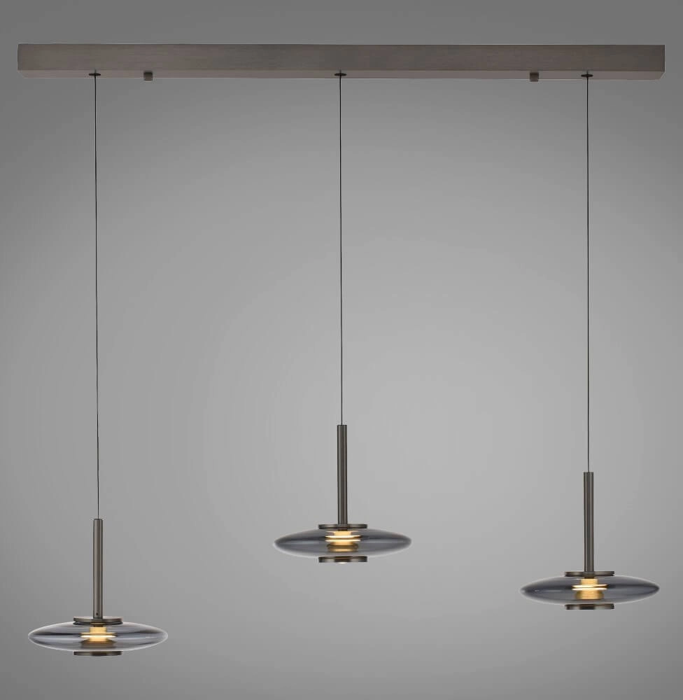 Hanging lamp 3-light Pure Vitrum design gray Paul Neuhaus 4012248382646