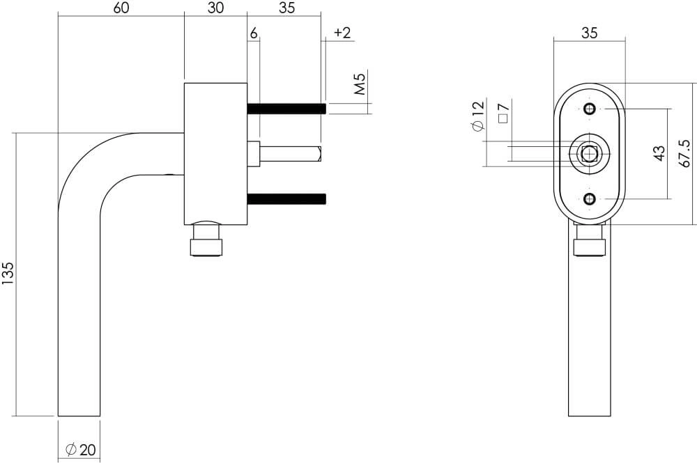 Window handle Recht lockable oval rosette stainless steel Intersteel 8714186434307