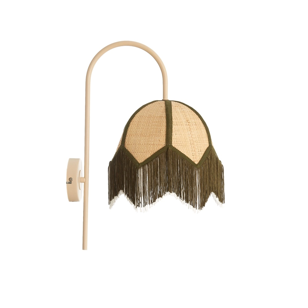 Japandi wall lamp Sulina Sand raffia with greenery