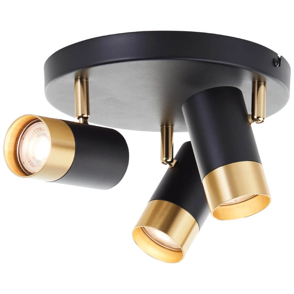 3-light surface-mounted spotlight Vigolo black with gold Brilliant 4004353441332