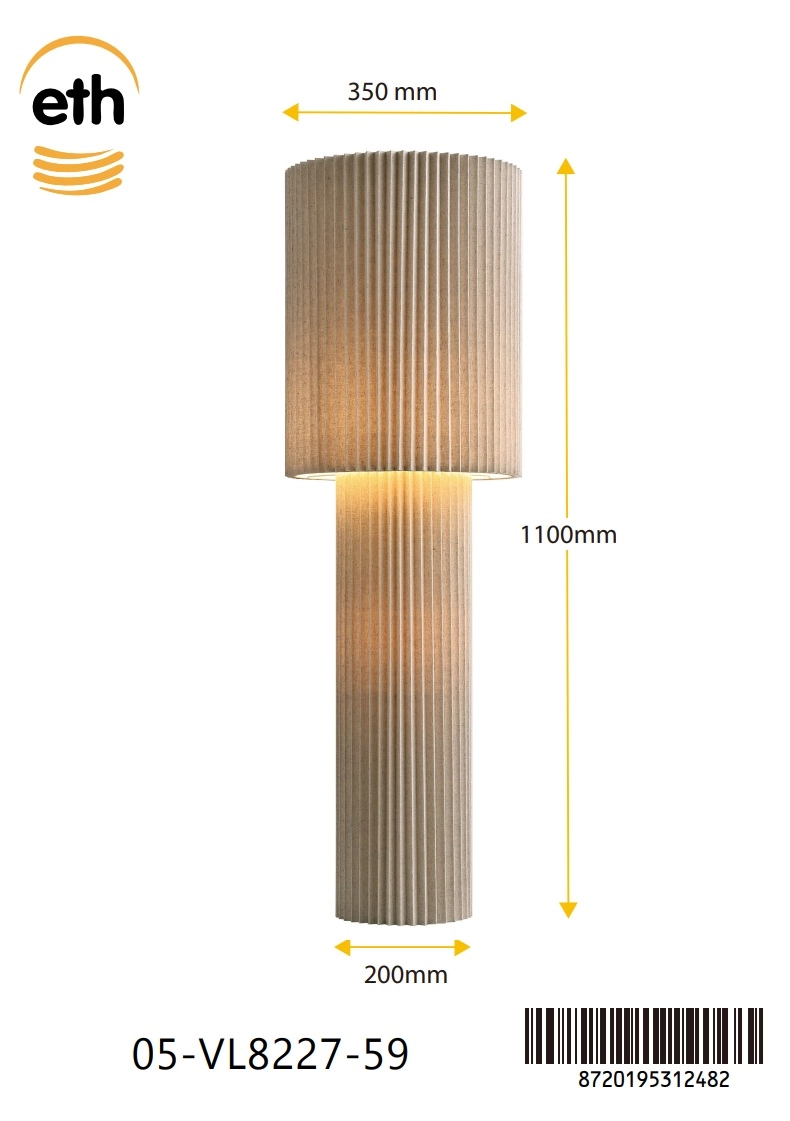 Linen floor lamp Renate 110cm ETH 8720195312482