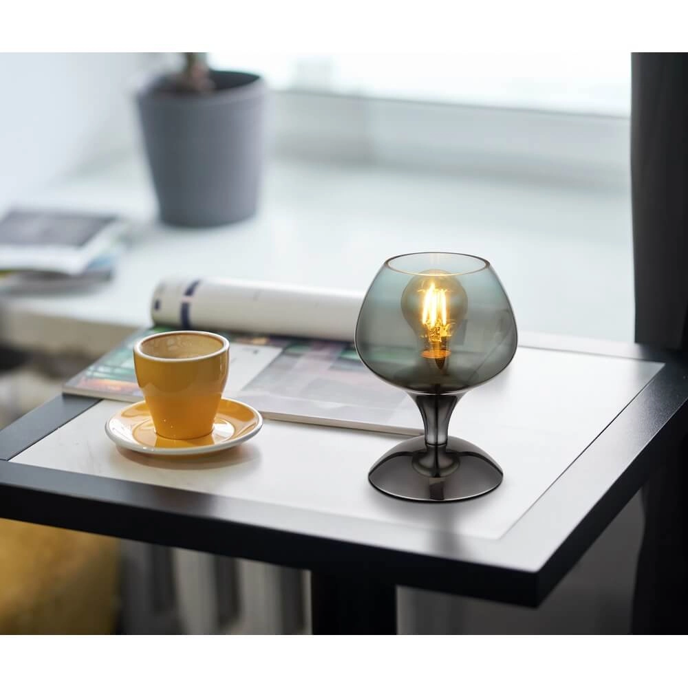 Gunmetal table lamp Maxy with green glass Ø 15cm Globo 9007371465934