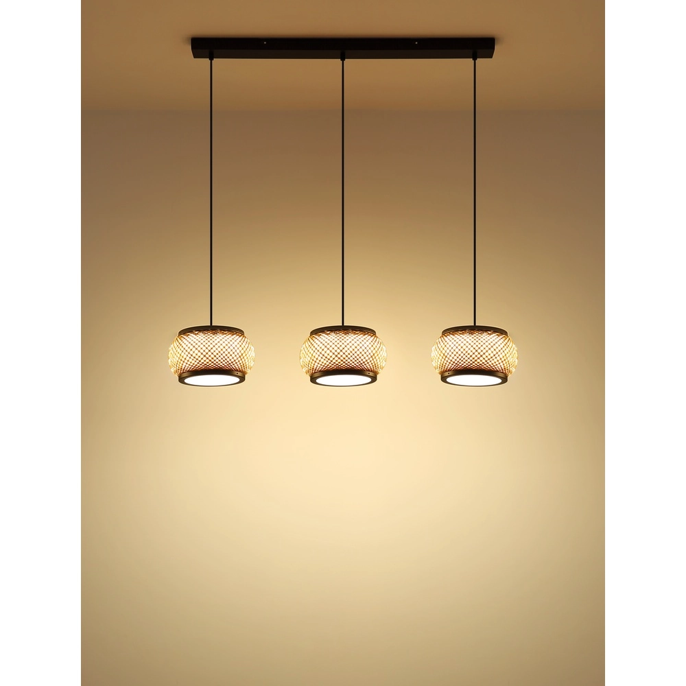 Pendant lamp Bambora 3-light with bamboo Globo 9007371566860