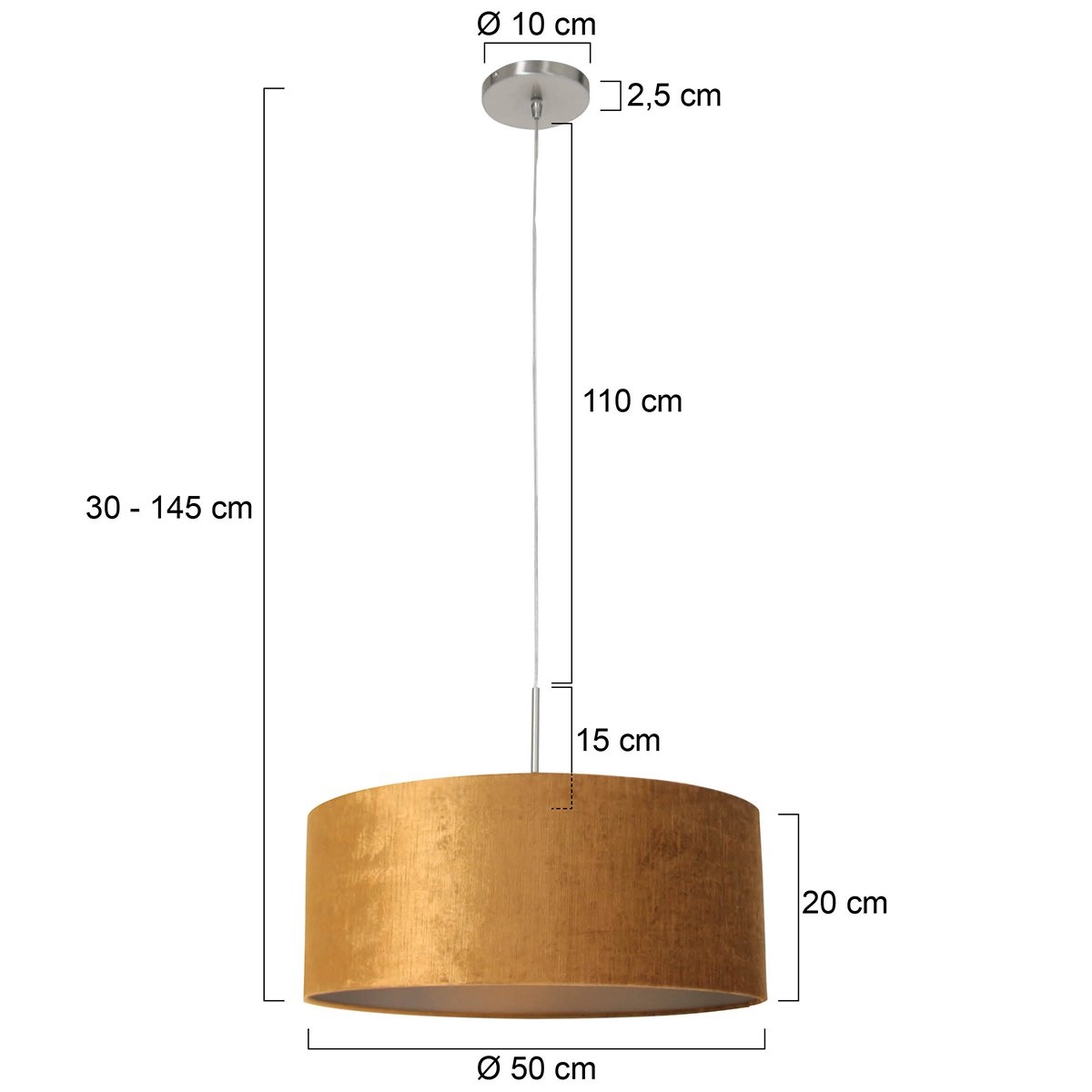 Hanging lamp gold velvet Sparkled Ø 45cm Steinhauer 8712746146202