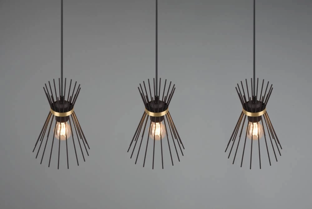 Pendant lamp Rod Design black 3-lights Trio 4017807576771