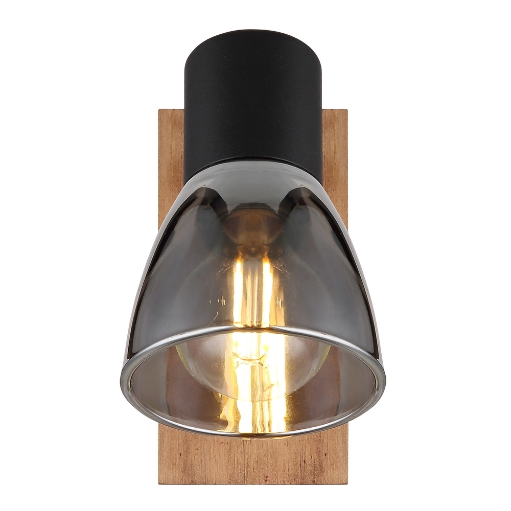 Wall lamp Claude black with wood Globo 9007371440207