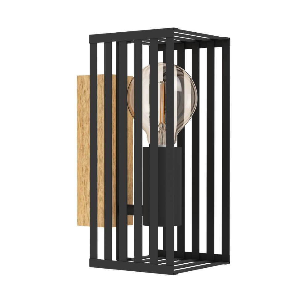 Wall lamp Cidraz square with wood