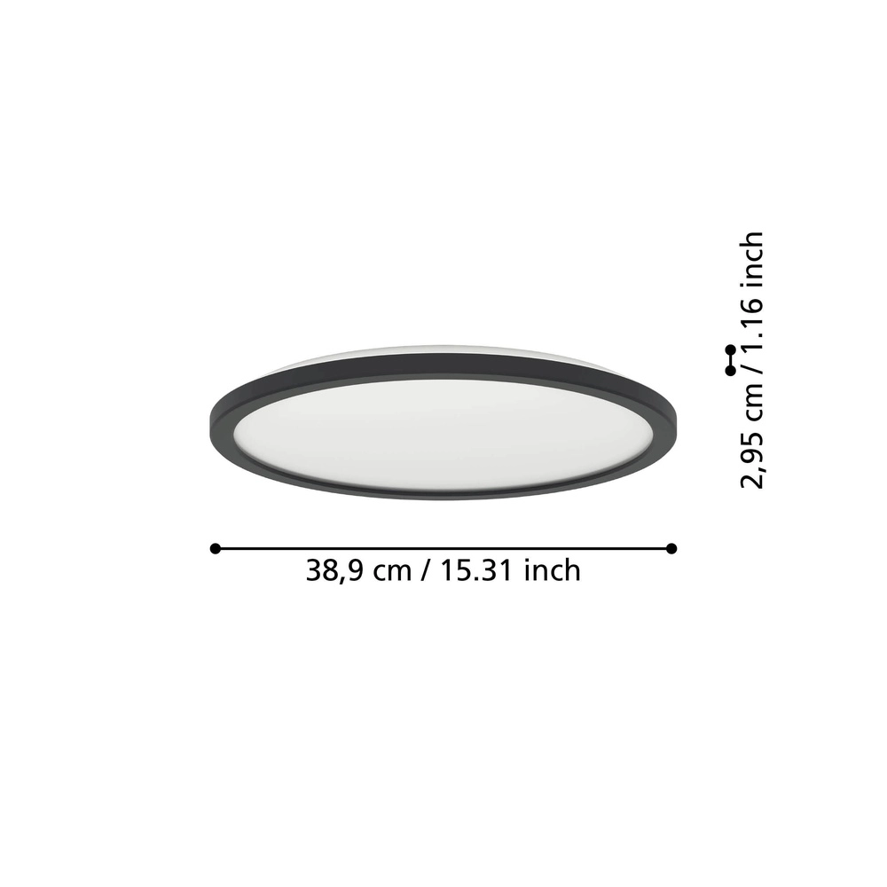 Bathroom ceiling light Rovito Zigbee - black - Ø 38.9cm Eglo 9008606329854