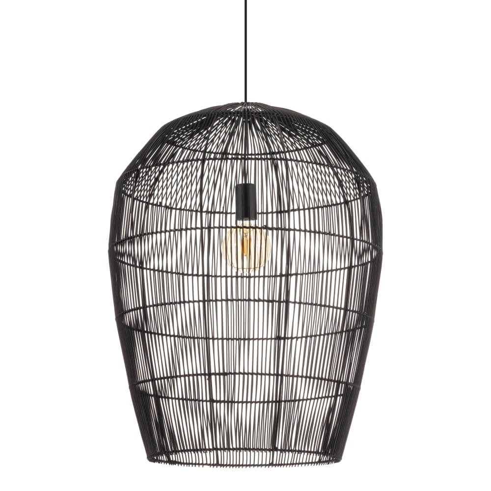 Rattan pendant lamp Haiti L Ø 53.5cm black Lyora 5903139111683