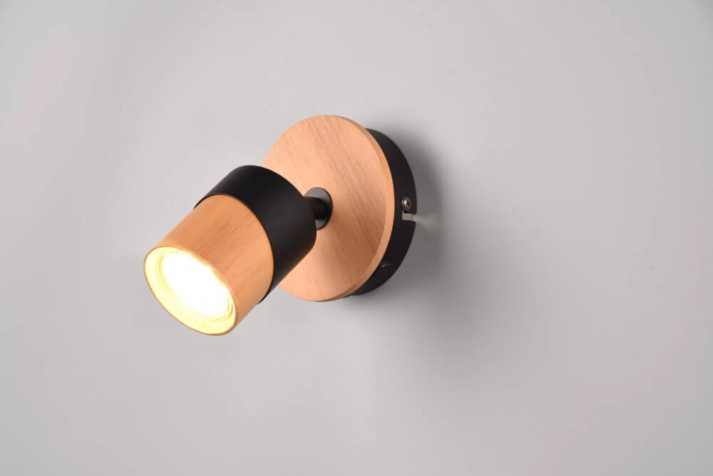 Ceiling lamp wood with black Aruni Trio 4017807585339